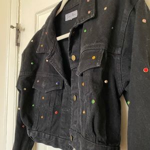 Vintage Black Denim Embellished Jacket